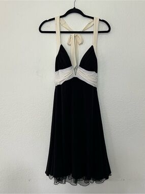 Vintage Speechless‎ Y2K 90s Halter  Black White Dress Women’s Size Medium Tulle